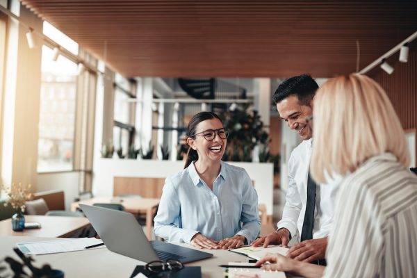 happy and healthy office workers
