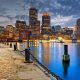 boston harbor at night.